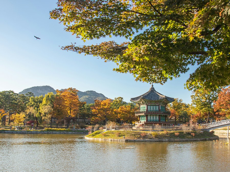 Hyangwonjeong Pavilion at Gyeongbokgung Palace, Seoul, South Korea